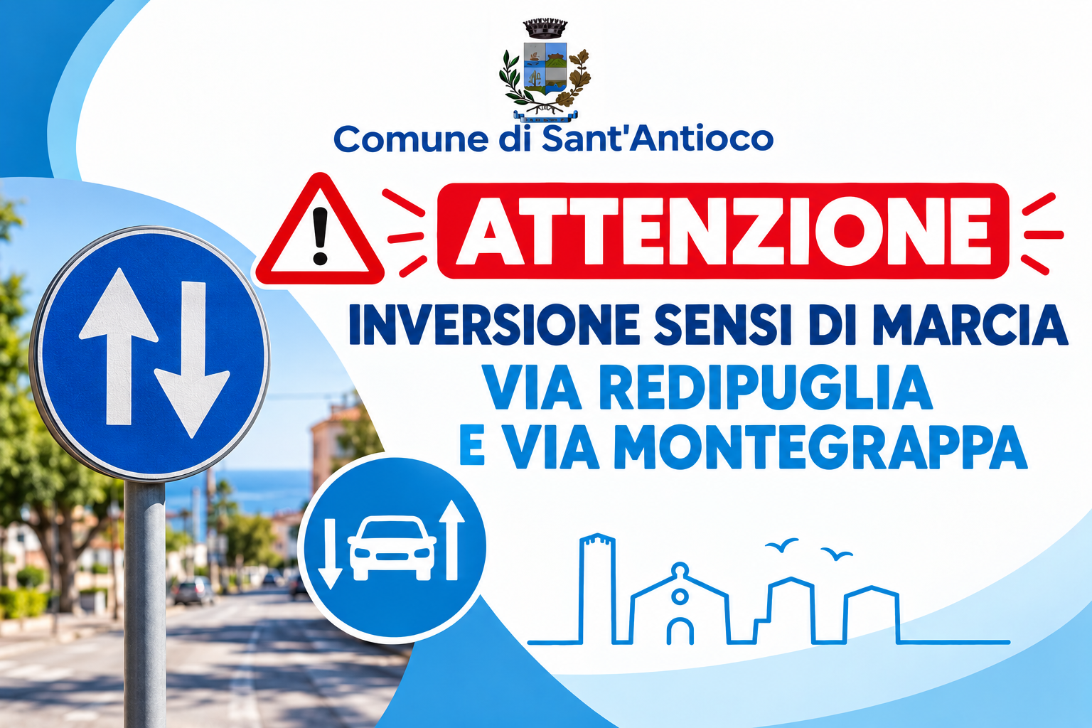 Inversione sensi di marcia vie Montegrappa e Redipuglia