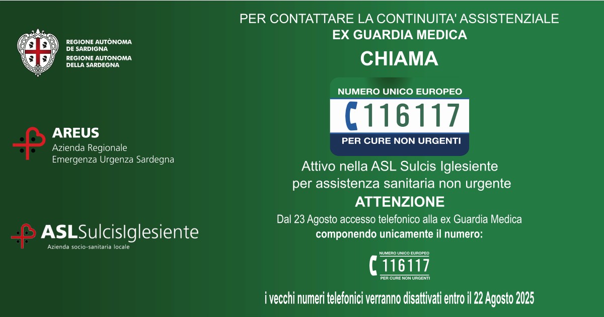 Nuovo numero unico Continuità Assitenziale (ex guardia medica)