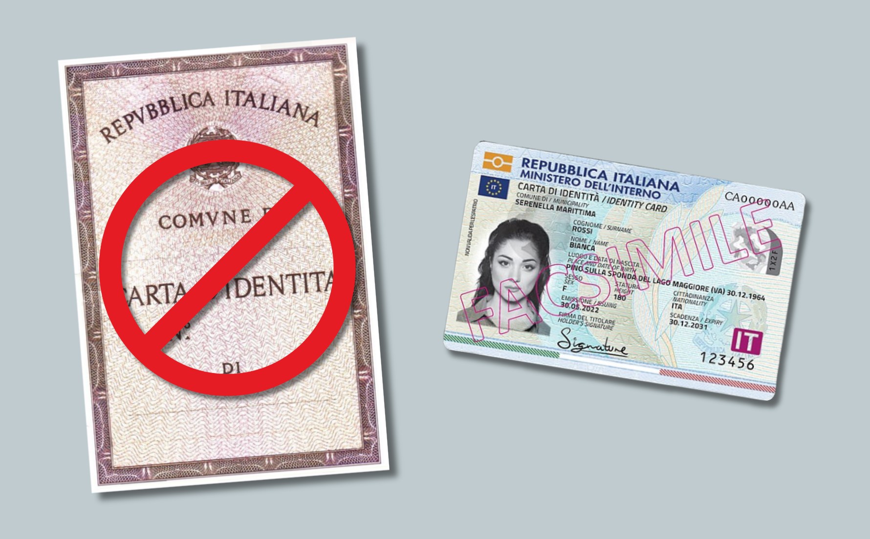 Carte d'identità rilasciate su modello cartaceo